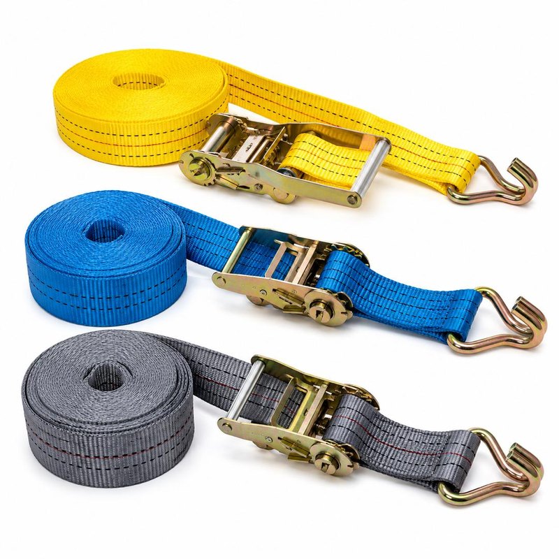 Ratchet tie-down straps with claw hooks