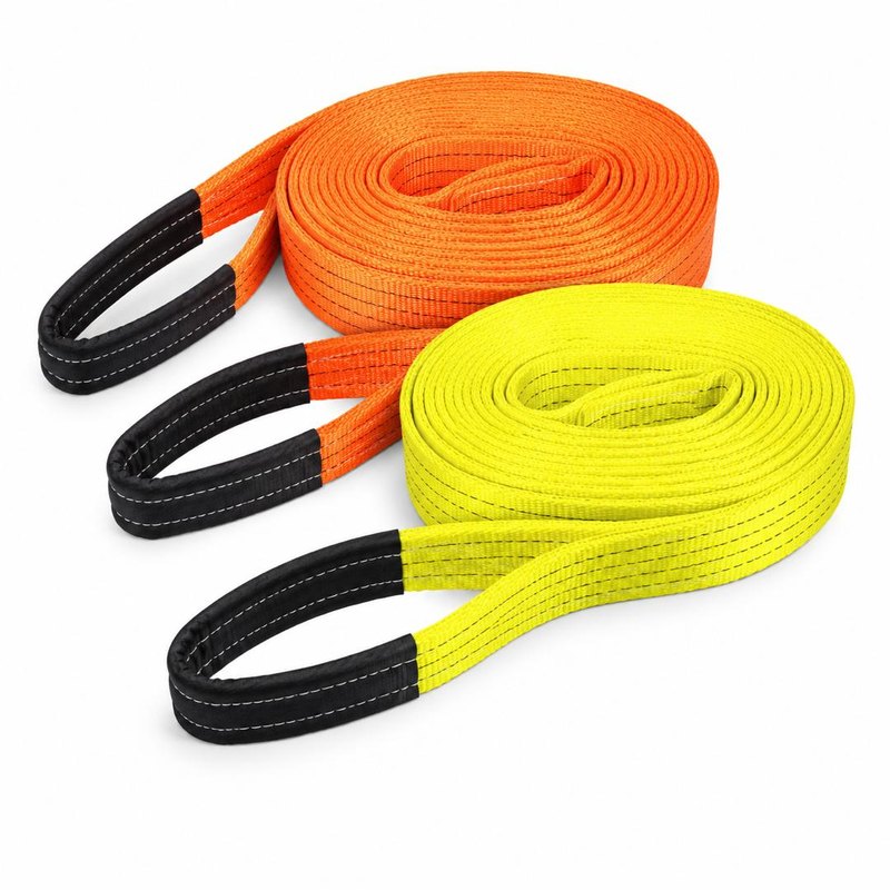 Long length webbing slings coiled